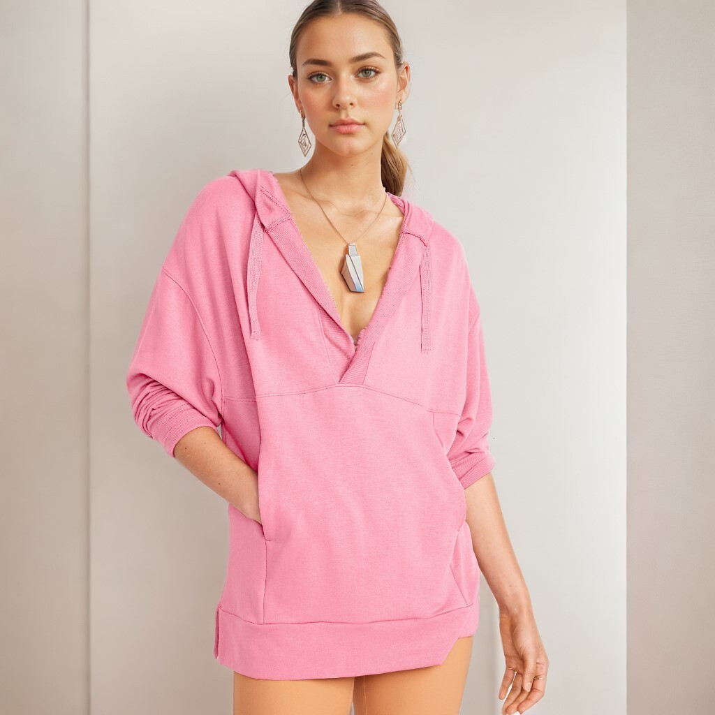 Hoodie autumn women's casual sportswear fashionable loose jacket solid color long sleeved top dongdumaoyi