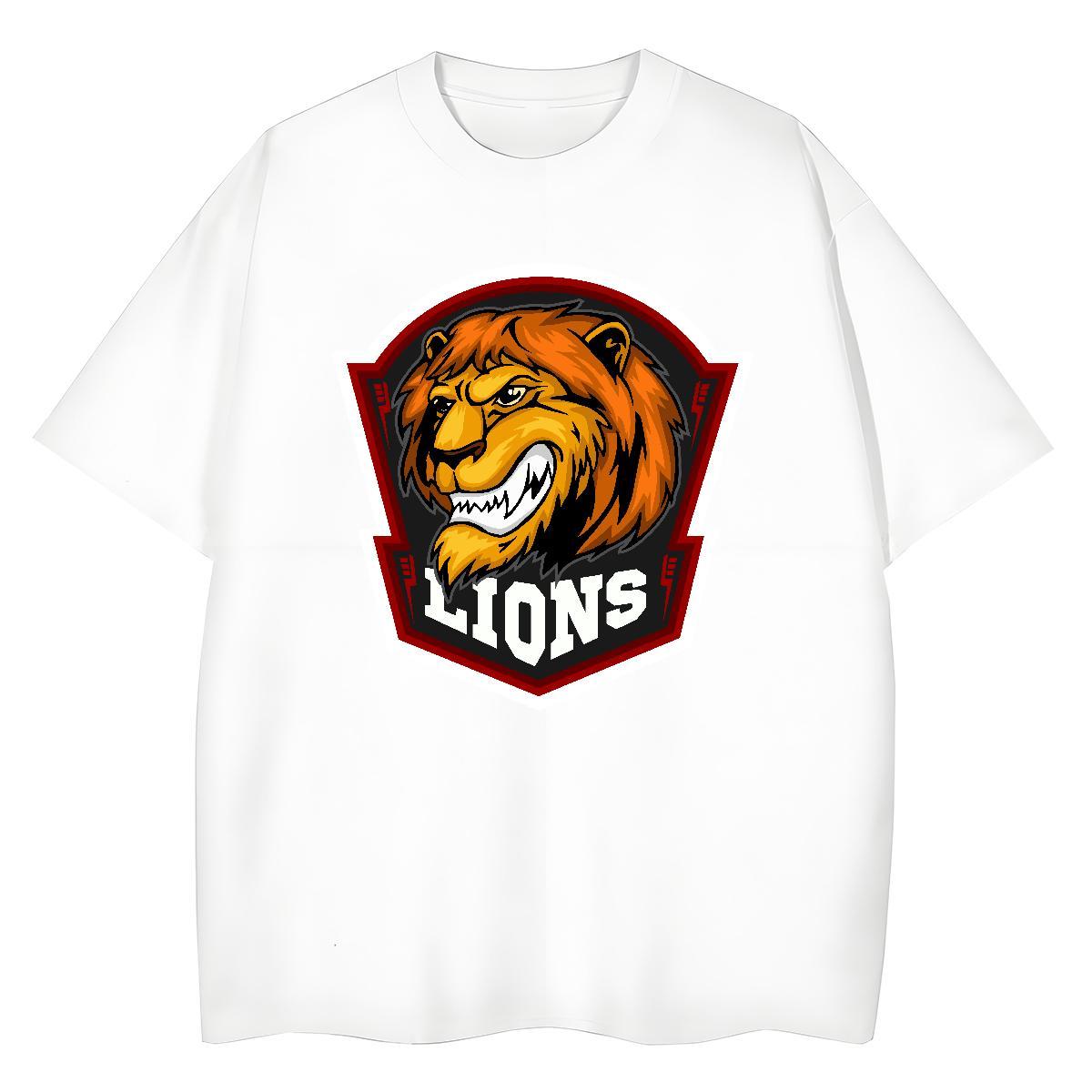Fashion New Women T Shirts Crew Neck Breathable 230g Cotton Women Tees DIY Printed lion Home Outdoor Loose Wear