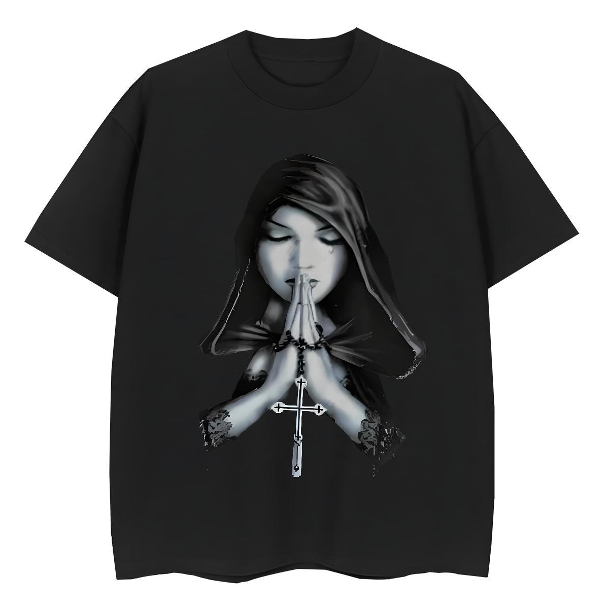 Comfortable Womens Tshirts 100% Cotton 230g pray Sports Casual T shirt Breathable Short Sleeve Oversized Tops Shirt