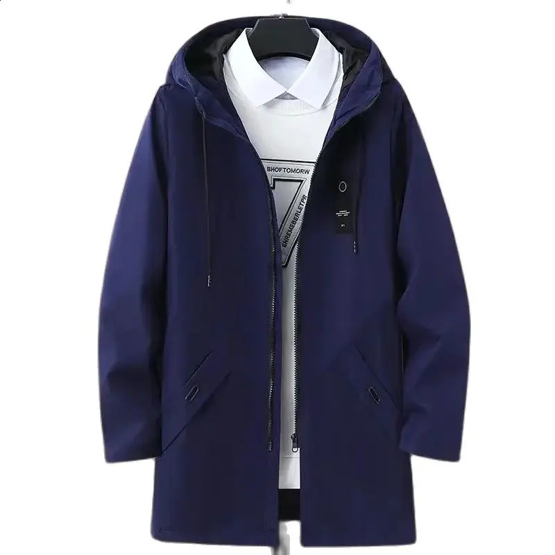 Korean style Spring Trench Coat Male Streetwear Windbreaker Trenchcoat Men Solid Business Casual Loose Long Overcoat 240822