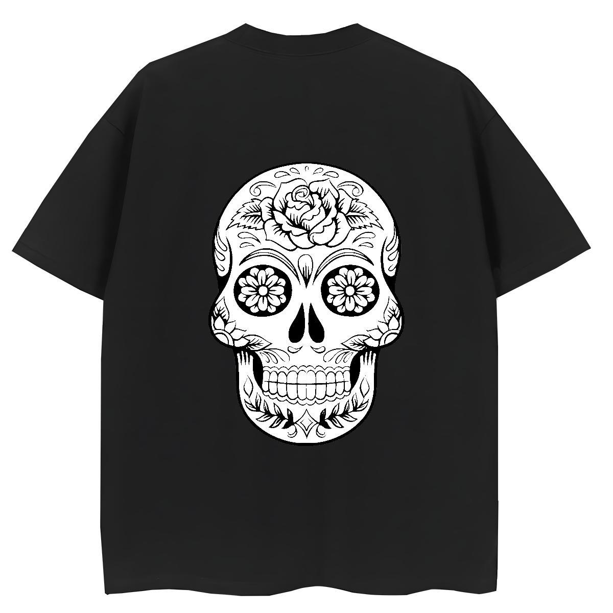 Fashion New Woman T Shirts 230g Cotton Breathable Crew Neck Sports Street Wear skull Tshirt for Man Woman Brand Cartoon Printing L-4XL Tshirts
