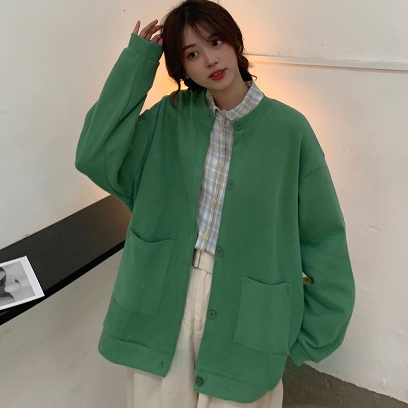 Spring and Autumn New Korean BF Style Loose Simple Solid Color Versatile Single breasted Cardigan Casual Jacket Women's Top dongdumaoyi