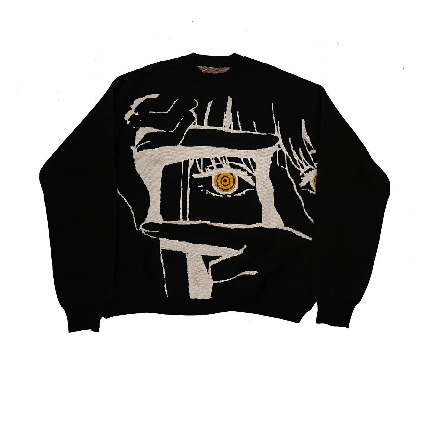 Traf y2k Womens Sweater Hoodie Long Sleeve Winter Retro Printed Pattern Hip Hop Clothing Oversized Back School Set 240821