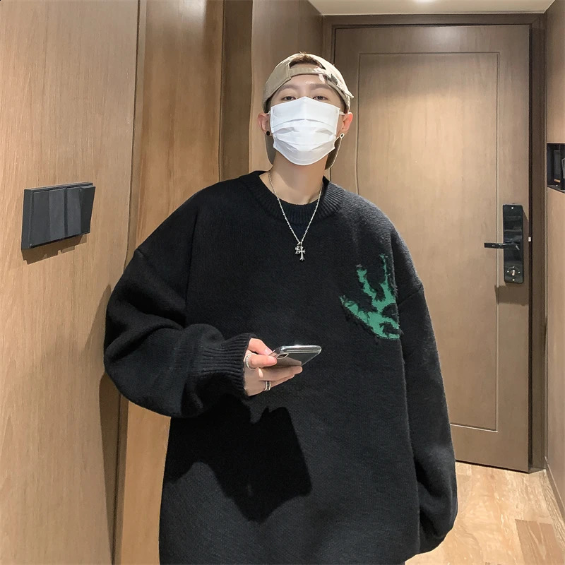 Printed sweaters Pullover knitwear knitted mens winter Harajuku clothing Korean skydiving 240821