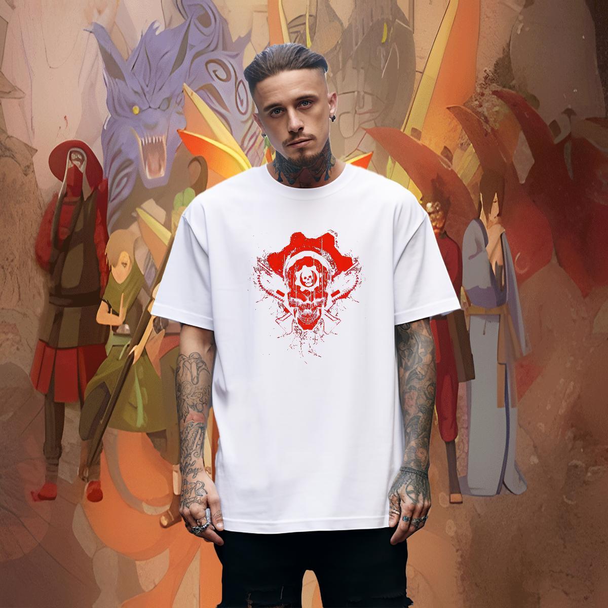 Factory Direct Daily Outfit Tshirts scary Crew Neck 230g Cotton Mens T Shirts Popular DIY Printed Wear