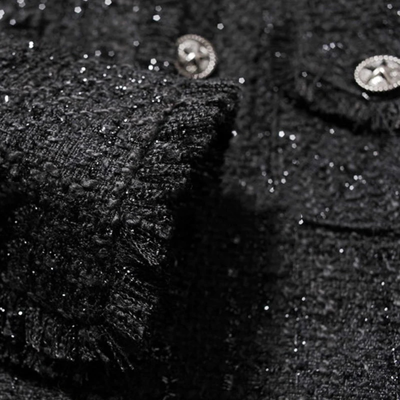 Black tweed women jacket spring / autumn / winterwomens jacket coat classic coat classic jacket Ladies