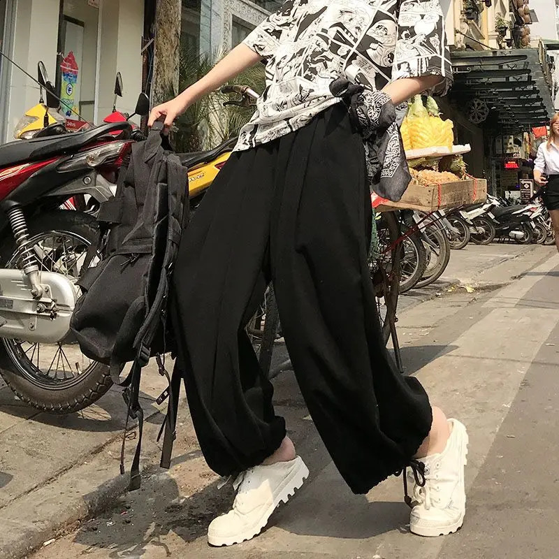 Deeptown Harajuku Oversized Sports Sweatpants Woman Jogging Baggy Wide Leg Pants Japan Korean Style Jogger Casual Gray Trousers 240822