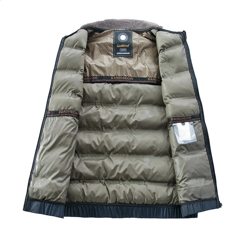 Mens fur collar fashionable casual thick coat mens highquality windproof jacket park winter down 240822