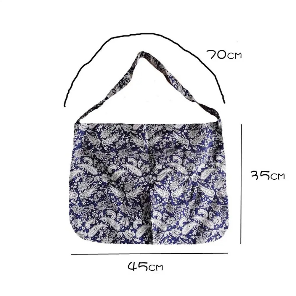 Cotton Shopping Bag Reusable Open Pocket Handbags Bandanna Print High-capacity Crossbody Bag Travel 240821