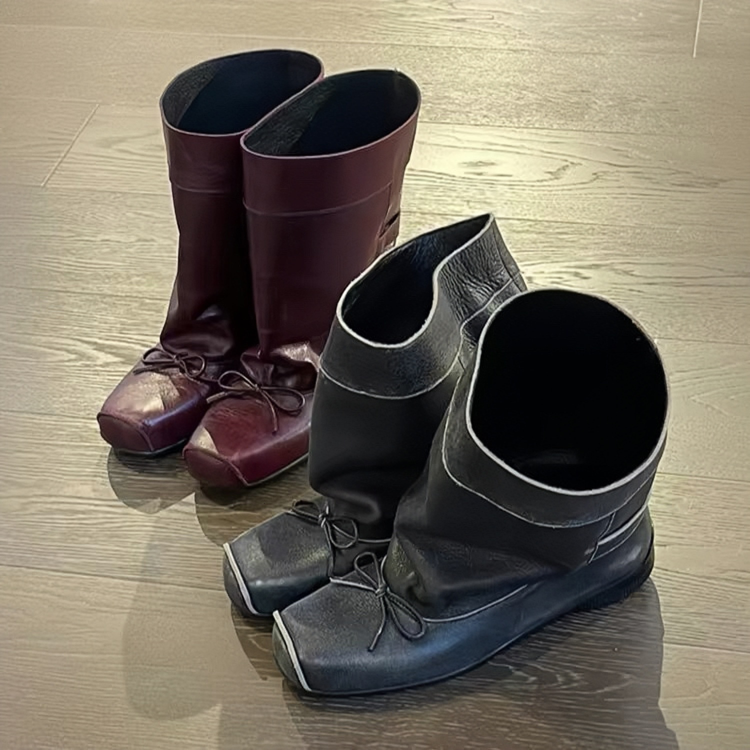 Ddmysports Cowhide Version Square Bow Wide Tube Mid For Women New Korean Long Leg Western Cowboy Boots OUTDOOR