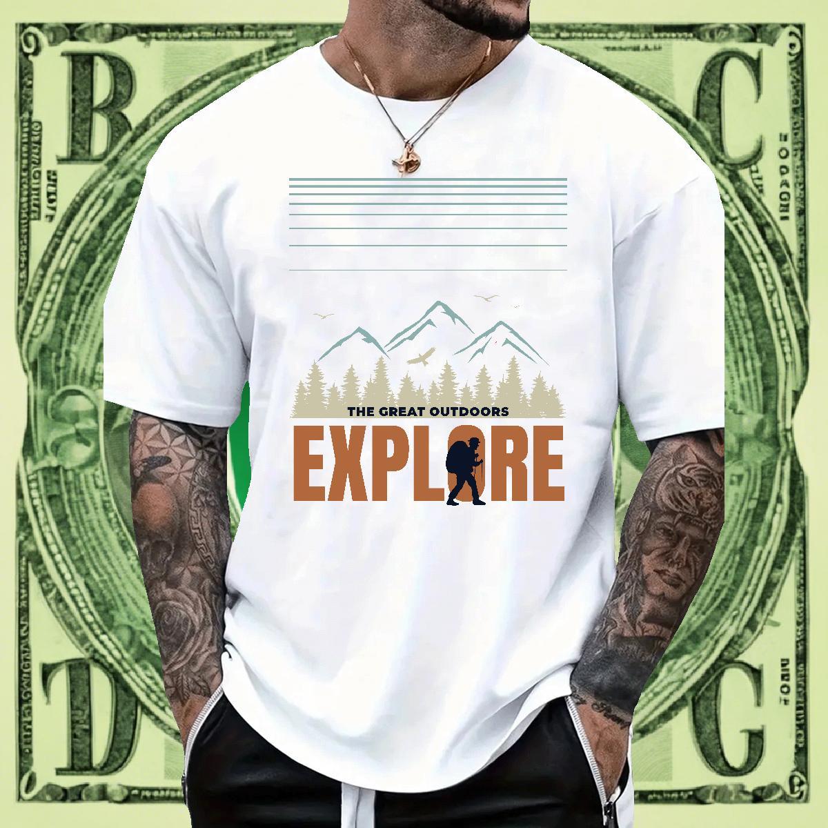 Popular Tshirt for Man Woman Casual Beach 230g 100% Cotton Anime Print Breathable Short Sleeve mountains T Shirts Men Brand Wear