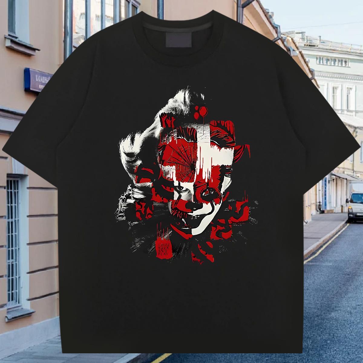 Fashion Designer Men Tshirts 100% Cotton 230g Beach scary Short Sleeve Soft Mens T Shirts Wholesale DIY Top Tees