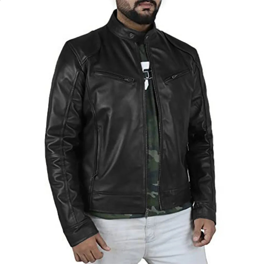 Mens PU Leather Jacket Motocycle Biker Jacket Spring Fall Jackets for Men Casual Solid Color Fashion Streetwear 240822