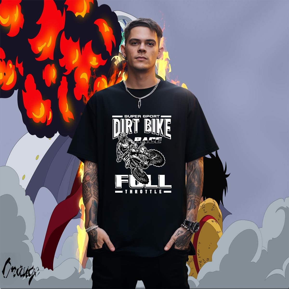 Designer Tshirts Street wear Hip Hop 230g Cotton DIY Printed Breathable Short Sleeve motorbike T Shirt For Man 2024 New Tops Shirt