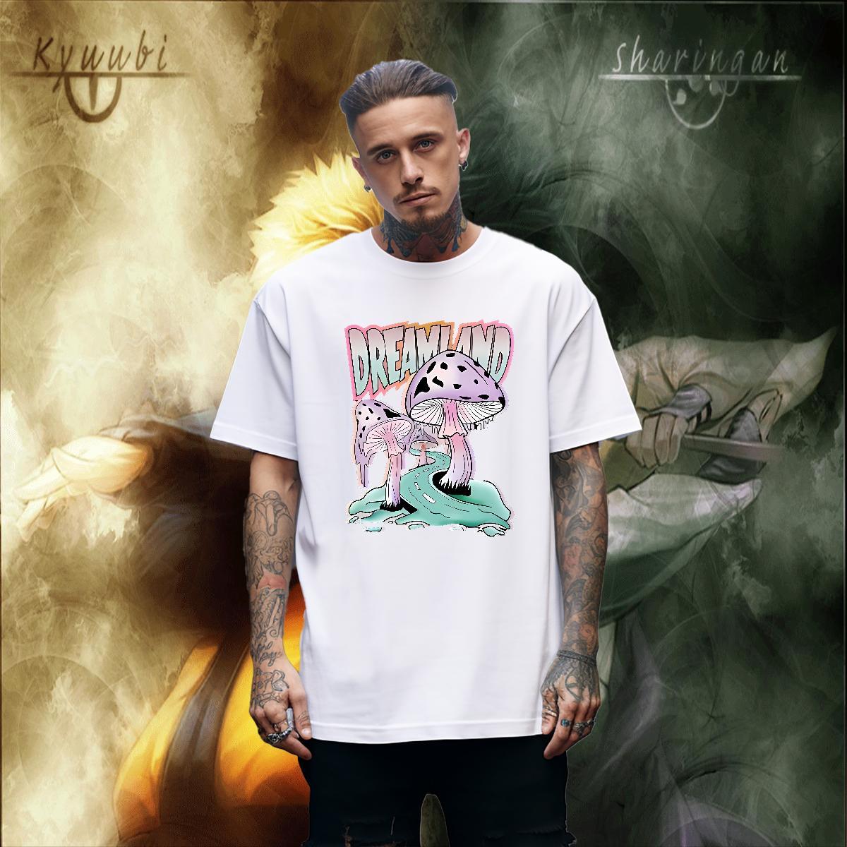 Classic mushroom Mens T Shirts Outdoor Men Tees 100% Cotton 230g 2024 Designer Short Sleeve O-Neck Cartoon Printing L-4XL Clothings