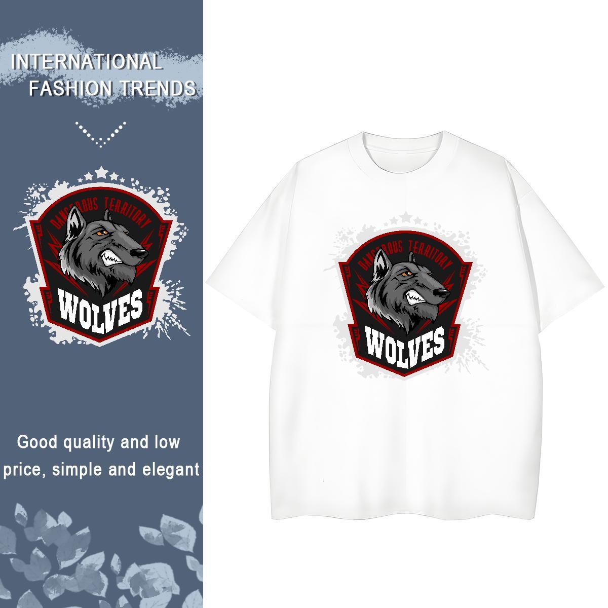2024 Designer T shirt Short Sleeve O-Neck 230g 100% Cotton Women Tshirts Cartoon Floral Printing wolf Hip Hop Street Wholesale Top Shirts