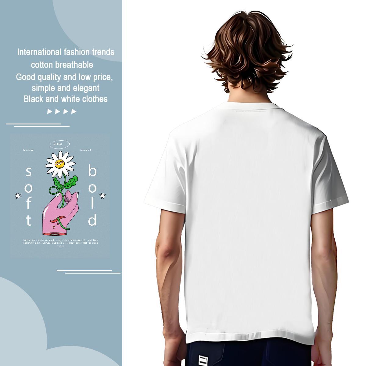 Popular flower T Shirt For Man Street Casual Men Clothes T-Shirt 230g 100% Cotton Designer Breathable Skull Tops