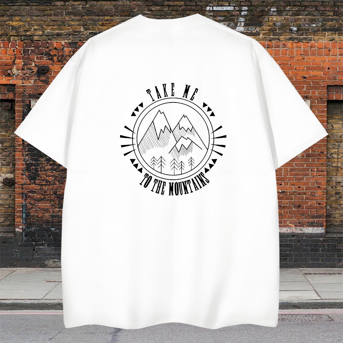 Loose Fit Tshirt for Man Woman Hip Hop 230g 100% Cotton Customized Print O Neck Short Sleeves mountains T-Shirts Fashion New Tees