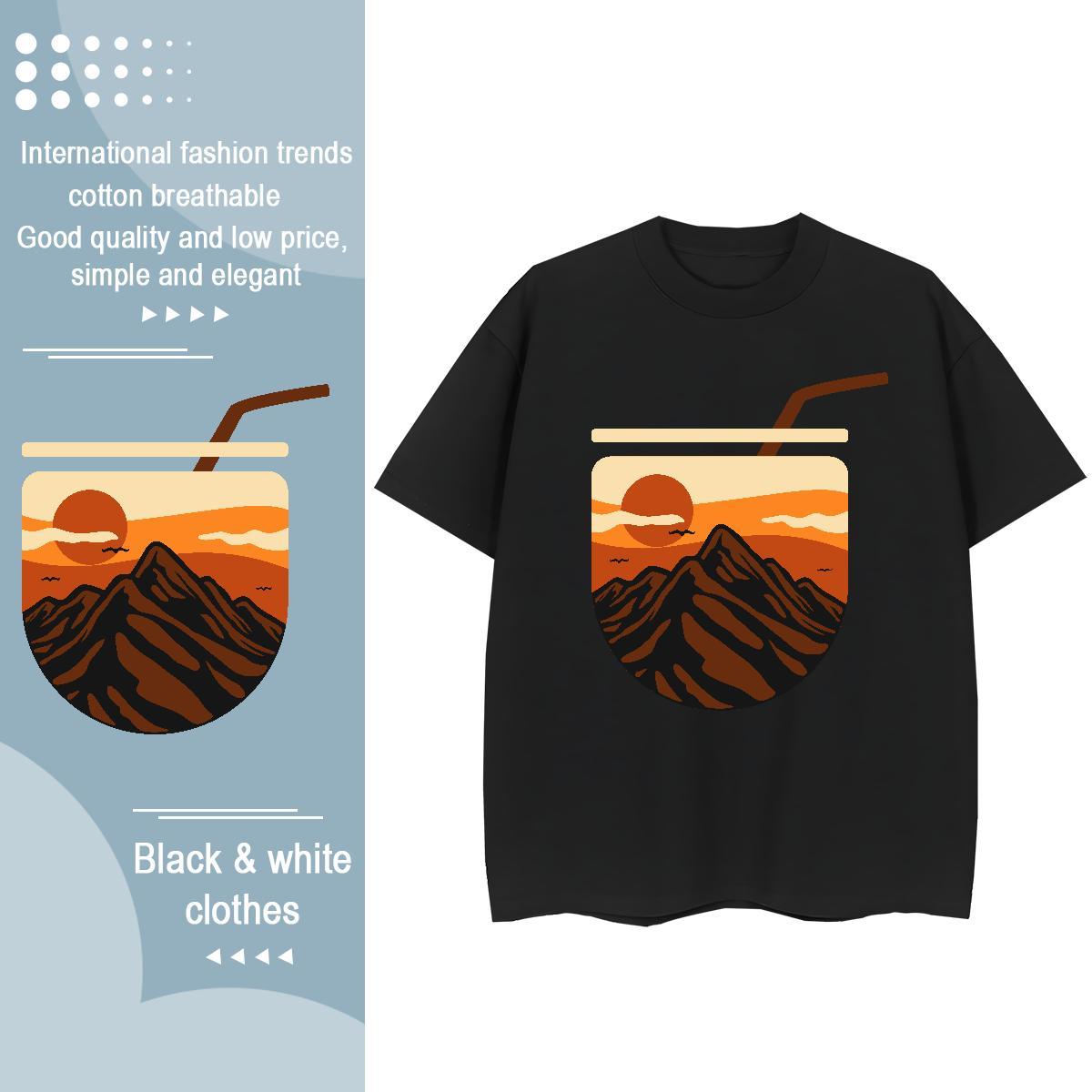 5A Tshirt for Man Woman 230g 100% Cotton mountains Casual Daily Wear Women T Shirts Breathable Short Sleeve Custom Printed Polos