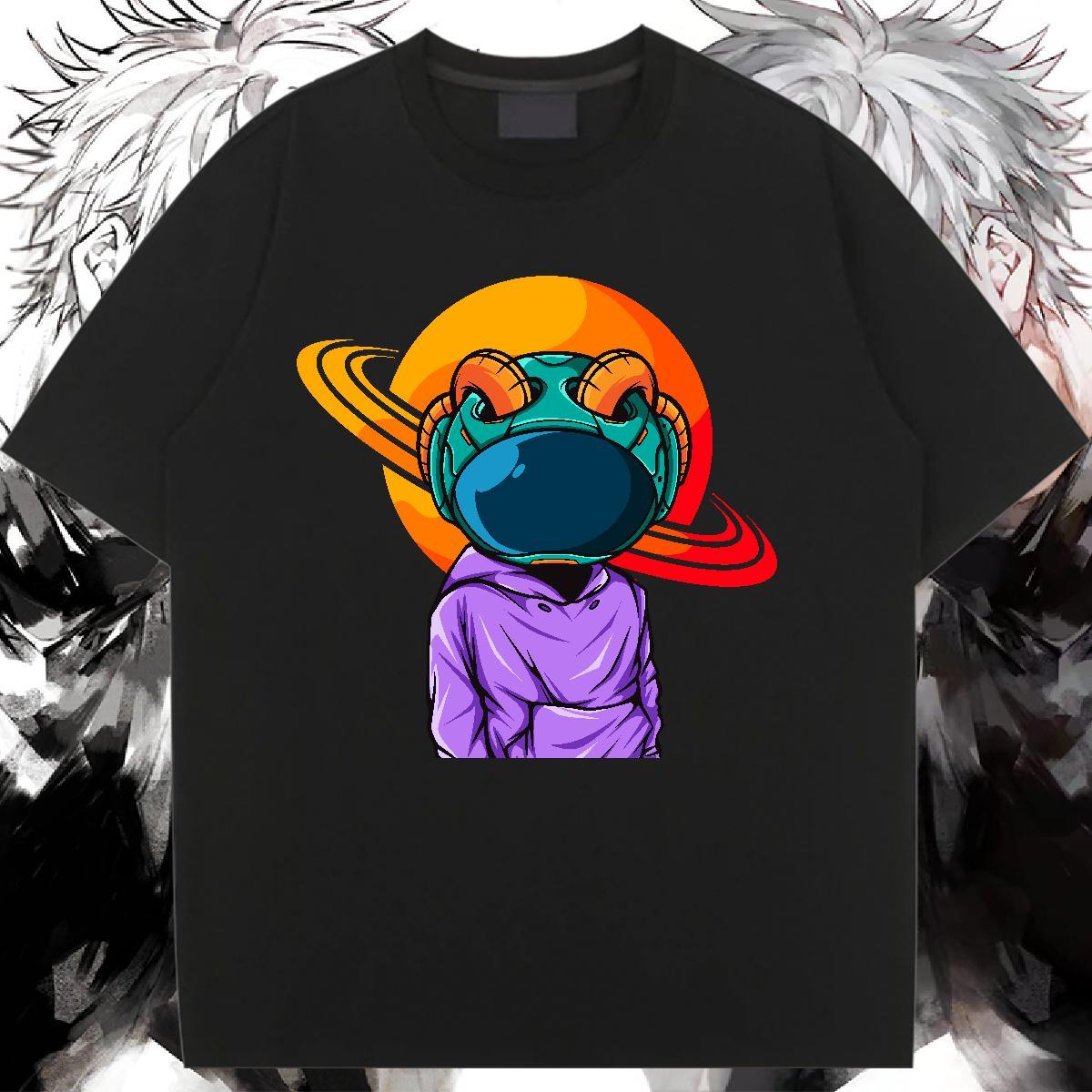 Soft Womens Tshirts 100% Cotton 230g cosmonaut Hip Hop Street Womens T Shirts O Neck Short Sleeves Plus Size Cartoon Tees