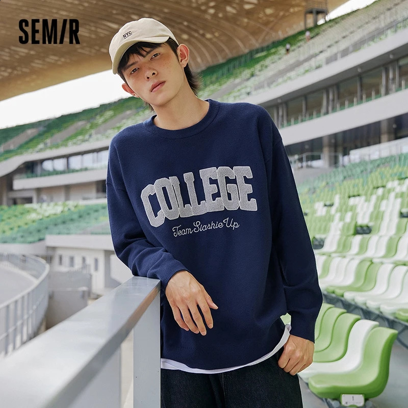 Semir Knitwear Men Retro American Fashion Sweater Autumn Winter Round Neck Drop Shoulder Top 240821