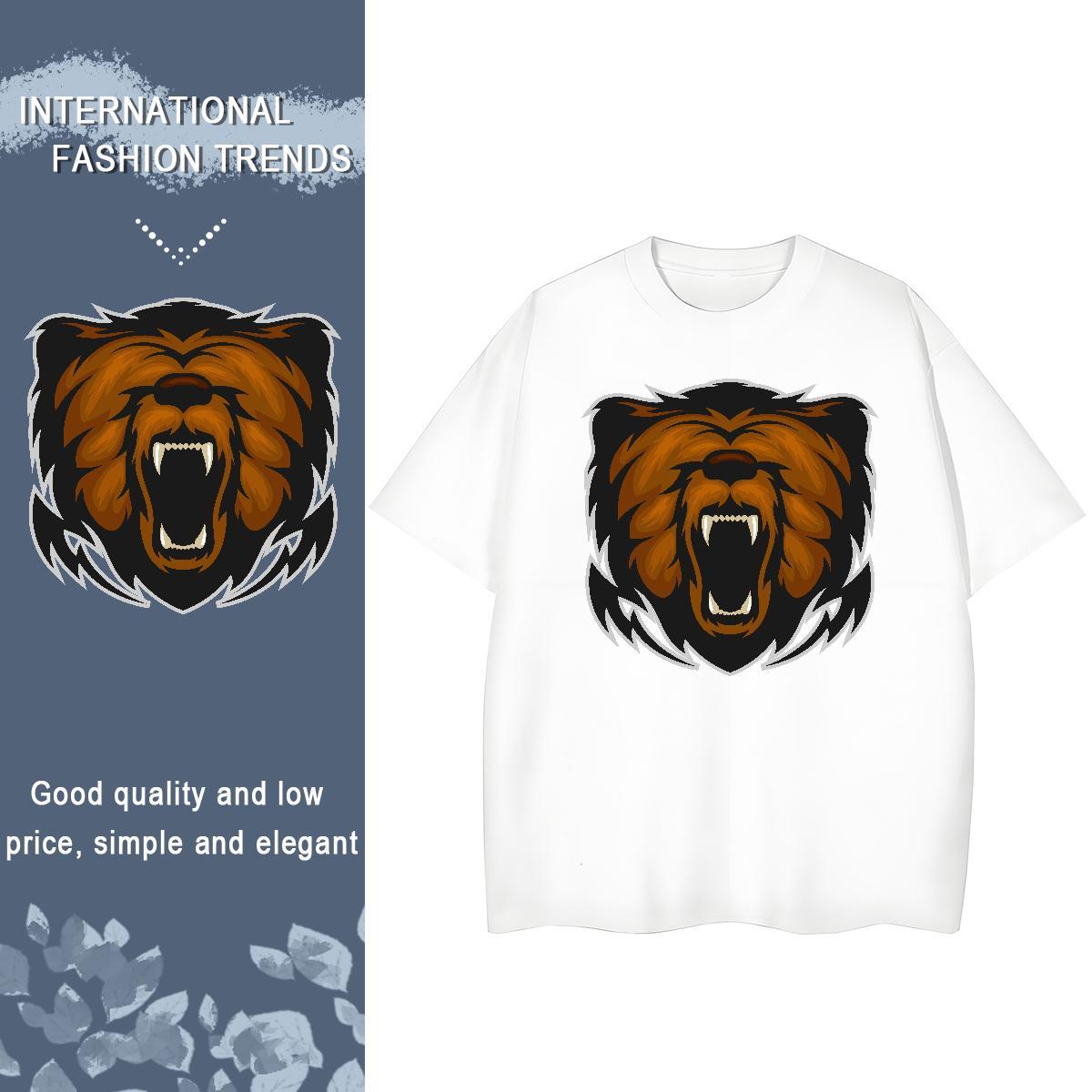 TOP Quality T-Shirts for Women Short Sleeve O-Neck 230g Pure Cotton Tshirt for Man Woman Custom Printing lion Casual Wholesale Tshirts