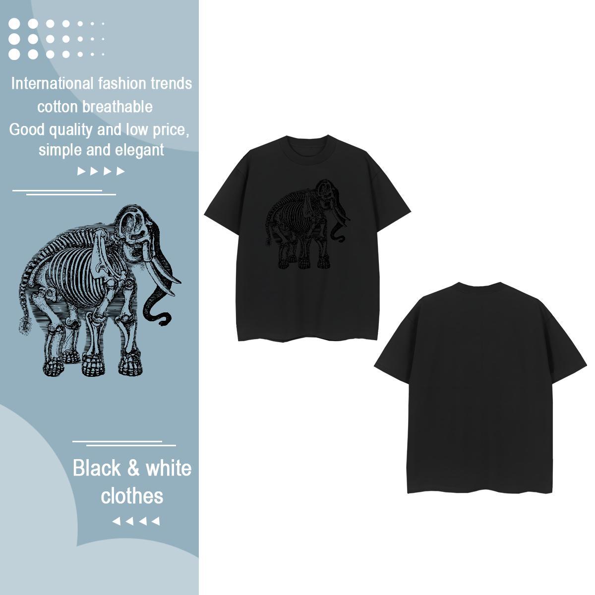 2024 Womens T Shirts O Neck Short Sleeves 230g Pure Cotton Unisex Tshirts Anime Oversized Elephant Casual Comfortable Tops