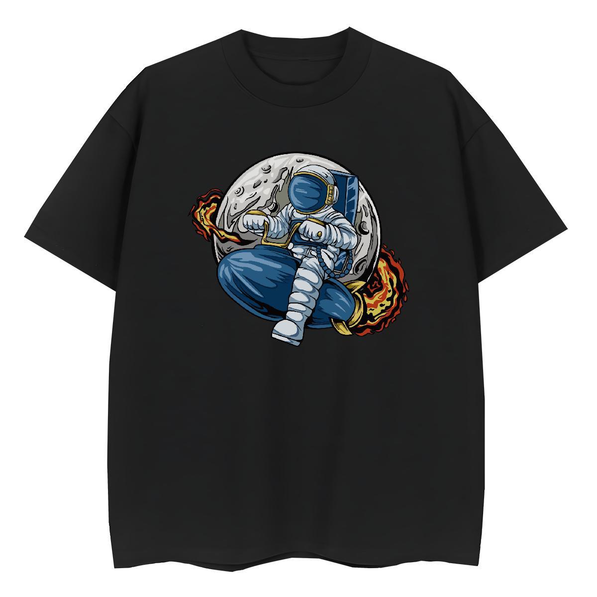 Loose fit Couples T Shirts 100% Cotton 230g cosmonaut Daily Outfit T Shirt For Woman O-Neck Short Sleeve DIY Logo Tee Shirt