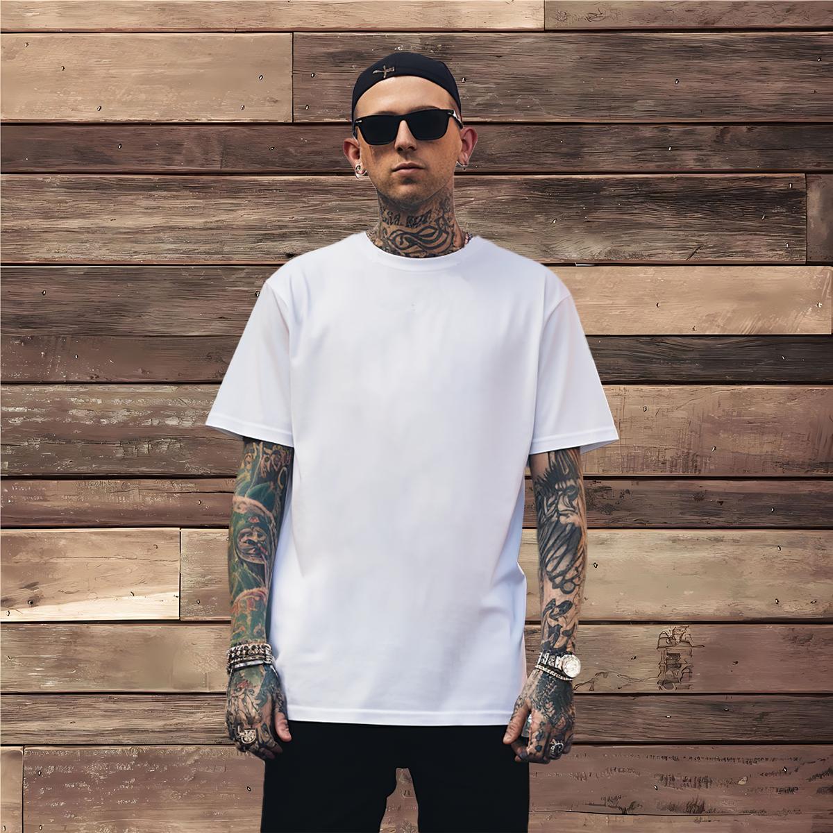 Soft dog Men T Shirts Casual Beach Men Clothes T-Shirt 230g Pure Cotton Fashion Crew Neck Skull Clothings