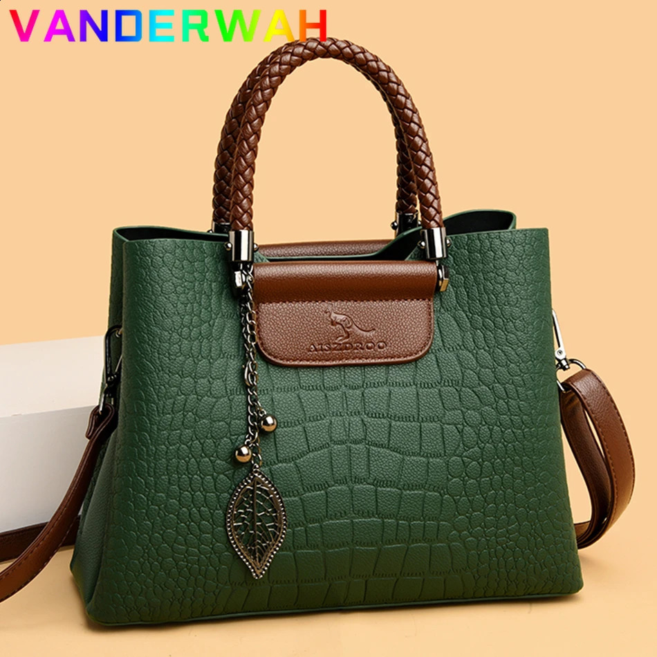 leather 3layer alligator cross body bag for women shoulder messenger Sac y ner womens handbag 240821