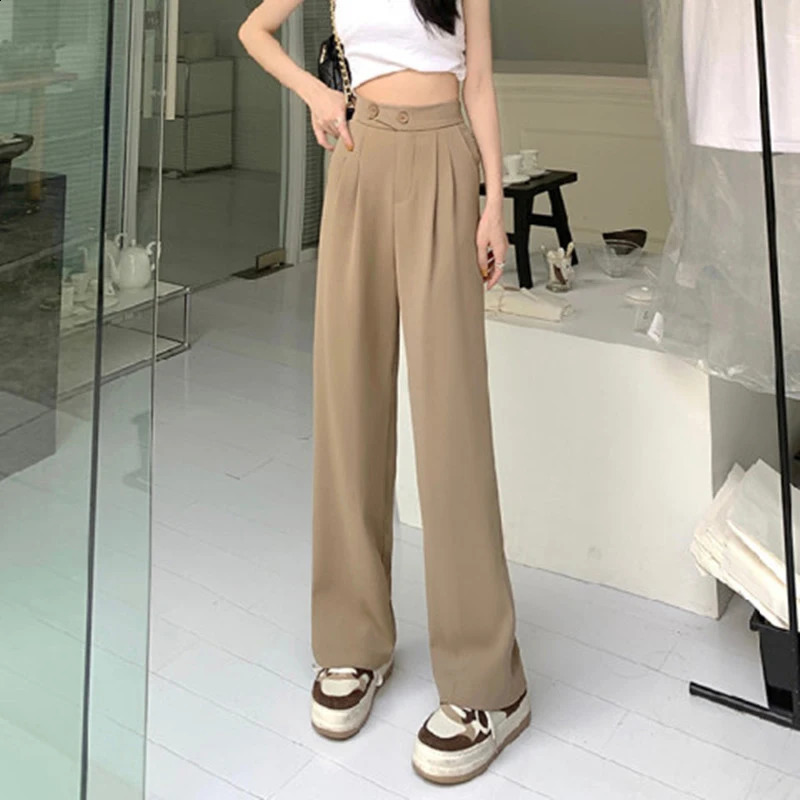 Y2K Wide Leg Pants Women Fashion Oversize Loose 4Xl Suit Pants Spring Korean Office Lady Casual High Waist Trousers 240821