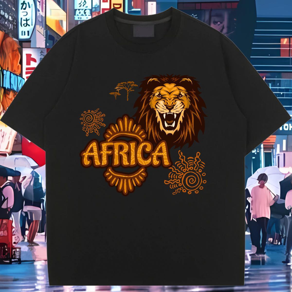 New Arrival T Shirts Women Short Sleeve O-Neck 100% Cotton 230g Tshirt for Man Woman Oversized L-4XL Africa lion Street Designer Tops Tees