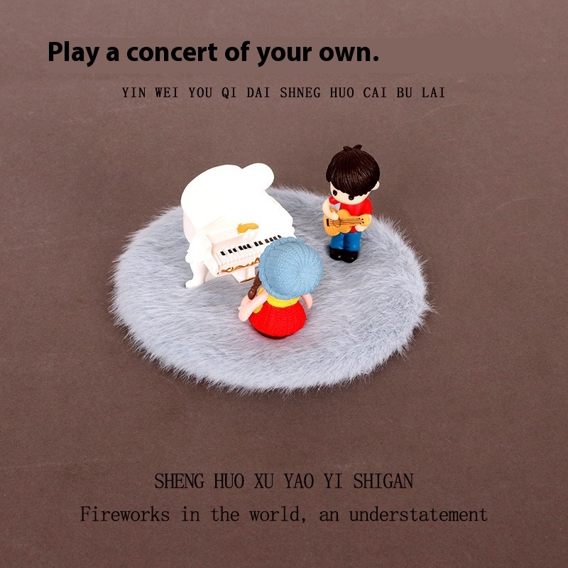 Cute piano models, creative ornaments, musical instruments, guitar playing scenes, doll houses, passing homes, resin tabletop decorations