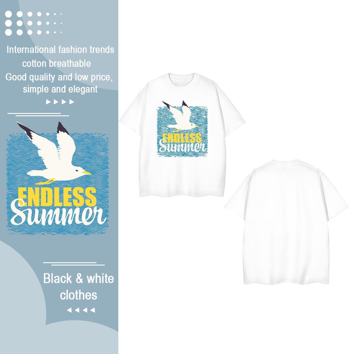 Classic T-Shirts Crew Neck Breathable 100% Cotton 230g Lady T shirt Oversized bird Casual Daily Wear Nice Tees Shirts