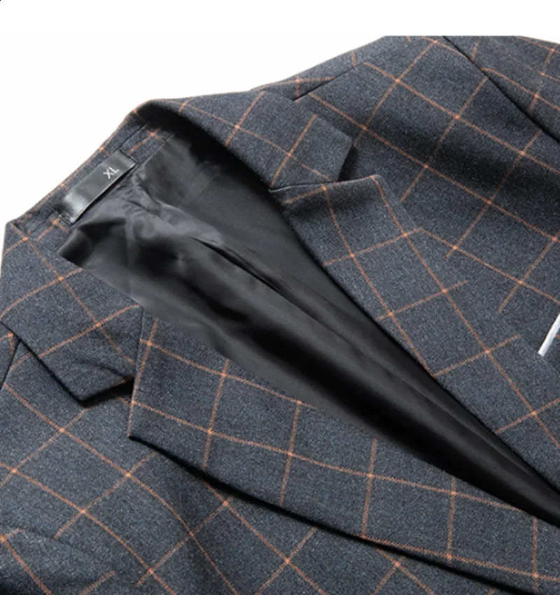 Blazers for Mens Fashion Business Plaid Gentleman Trend British Style Casual Slimming Wedding Work Korean Version Blazer Men 240821