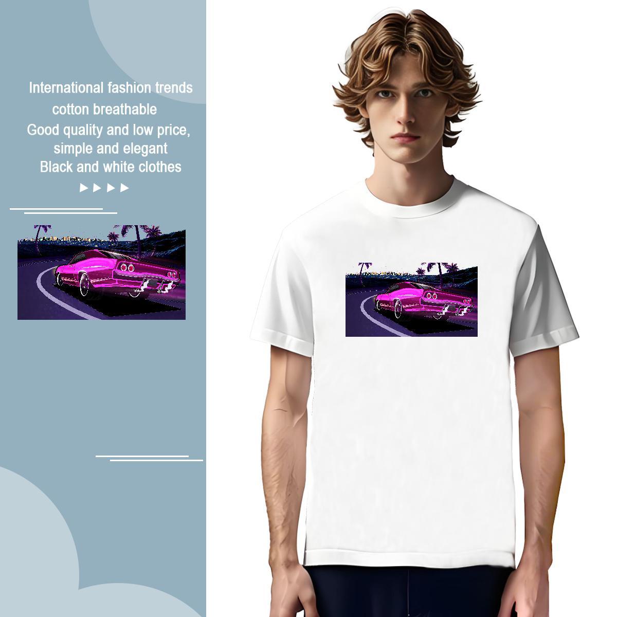 Comfortable car T Shirts Men Casual Daily Wear Men Tees 230g Cotton Fashion Designer Short Sleeve Soft Plus Size Custom Tees Shirts