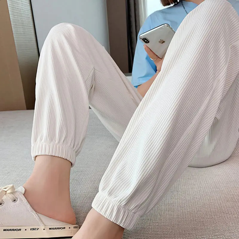 Women Summer Fashion Comfort Thin Ice Silk Sports Joggers Harem Pants Y2K Casual Streetwear Sweatpants Loose Trousers Pantalones 240821