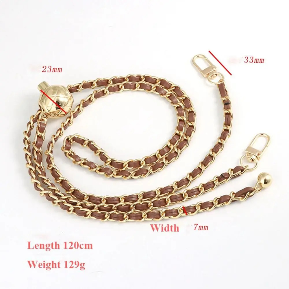 1.2m Golden Balls Bag Chain Metal Non-fading Adjustable Length Replacement High-end Shoulder Strap Bag Parts Accessories 240821