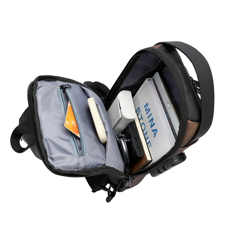 Mens multifunctional antitheft USB shoulder bag mens cross body travel sling messenger 240821