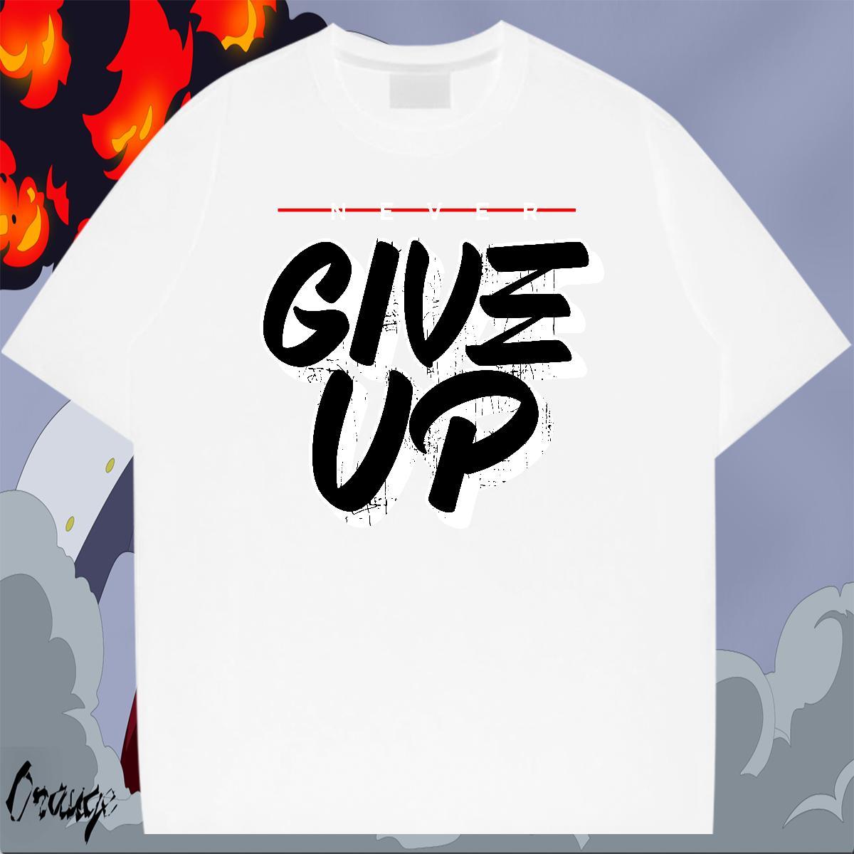 TOP Quality Men Tees Summer Casual 230g 100% Cotton DIY Printed Breathable Short Sleeve give up Mens T Shirts New Designer Polos