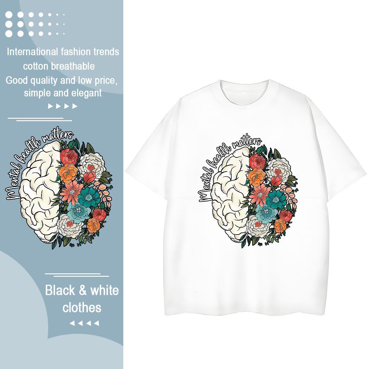 Factory Direct T Shirt For Woman Comfortable 230g Cotton Women Tshirts Custom Print Plus Size flower Home Outdoor 5A Top Tees