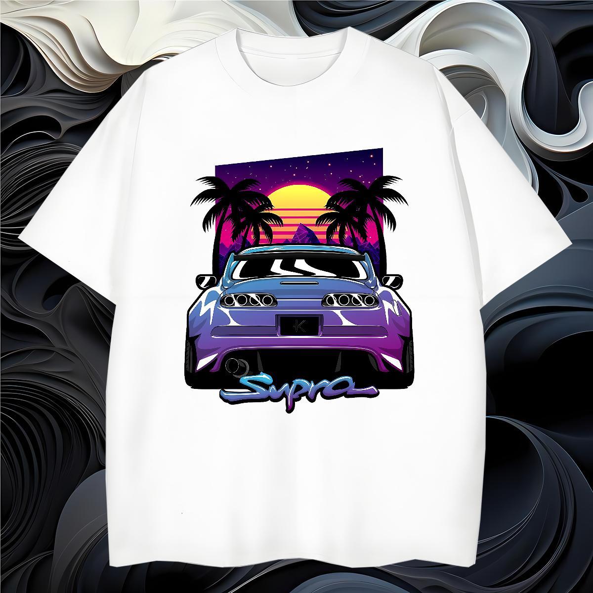 Classic car Man T Shirts Beach Men Tops Tees 230g Cotton New Arrival Short Sleeve Soft Custom Printing Tshirts