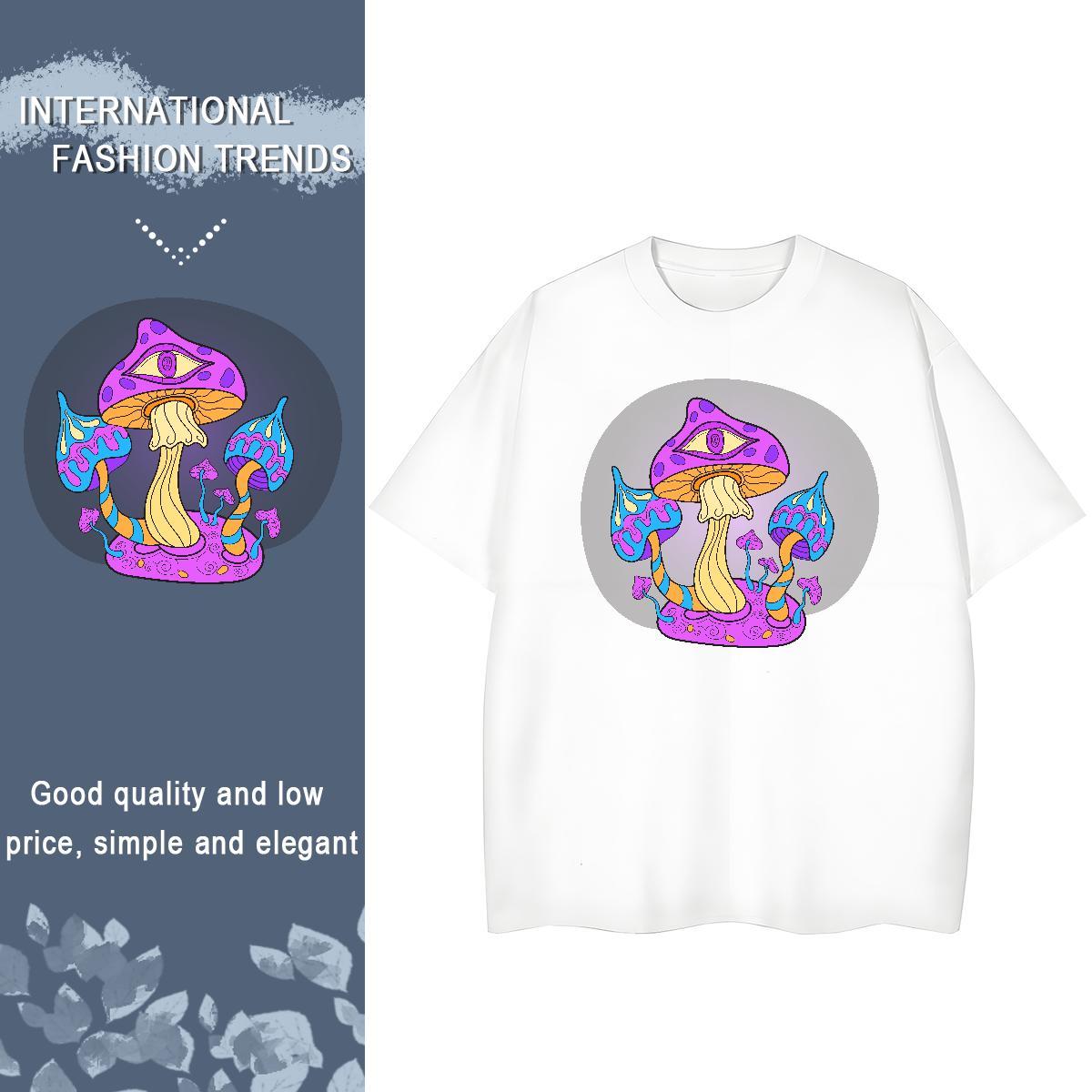 Brand T shirt O-Neck Short Sleeve 230g 100% Cotton Unisex Tshirts Black White mushroom Hip Hop Street High quality Tops