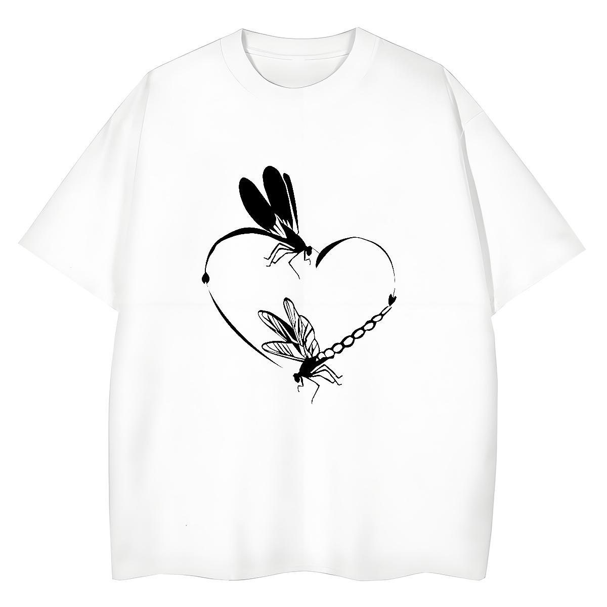 2024 T shirt Short Sleeve O-Neck 230g Cotton Women Tees Cartoon Floral Printing Butterfly Sports Casual Free Shipping Tshirts