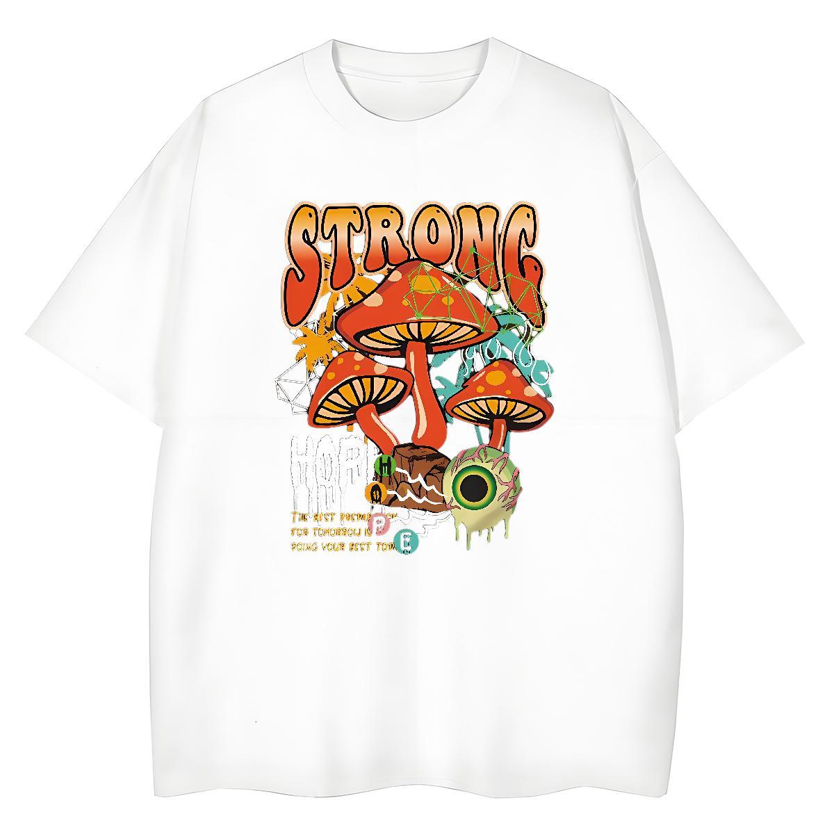 2024 DIY T-Shirts for Women Short Sleeve O-Neck 230g Cotton Couples T Shirts Customized mushroom Street Casual Nice Polos