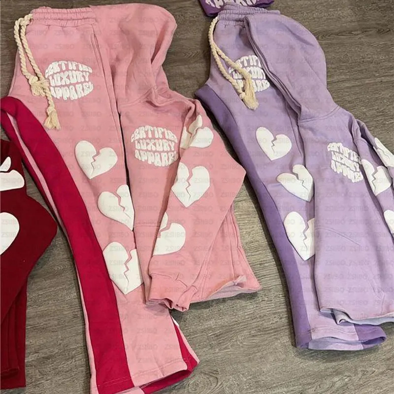 Y2K Hoodie Hip hop Streetwear Foam Heart Letter Print Letter print Pullover Men women Sweatshirt Harajuku Gothic Oversize Hooded 240821