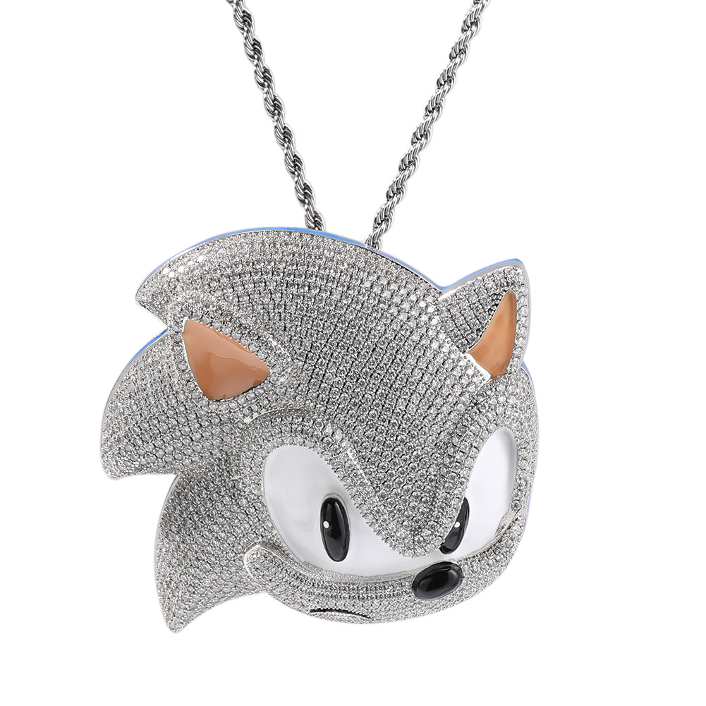 Pendant Necklaces Pass Diamond Tester Moissanite Hip Hop Silver Jewelry Set Cartoon 3d Sonic Cuban Link Chain Necklace for Man