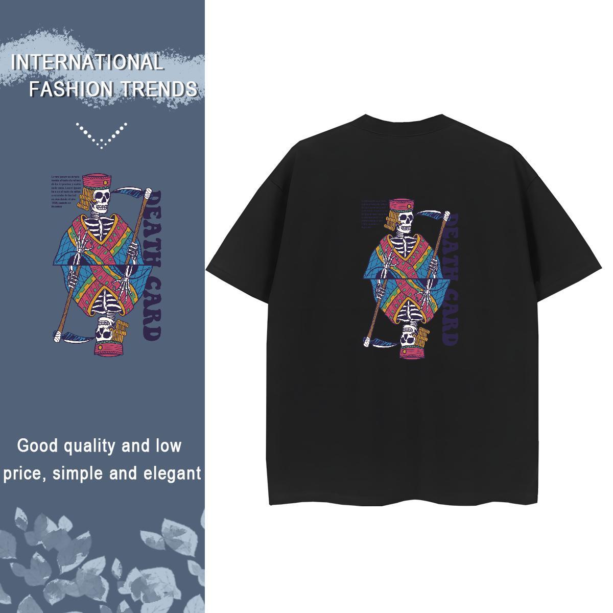 Brand T Shirt For Woman 230g Pure Cotton O-Neck Short Sleeve Sport skull Lady T shirt 5A Oversized L-4XL Top Shirts