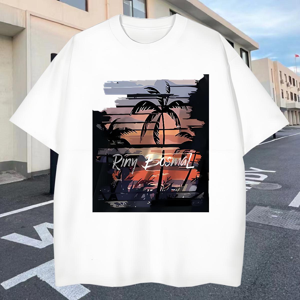 Unisex Tshirts Daily Wear 230g Cotton Custom Big Size O Neck Short Sleeves scenery T-Shirts for Men Fashion Casual Top Tees
