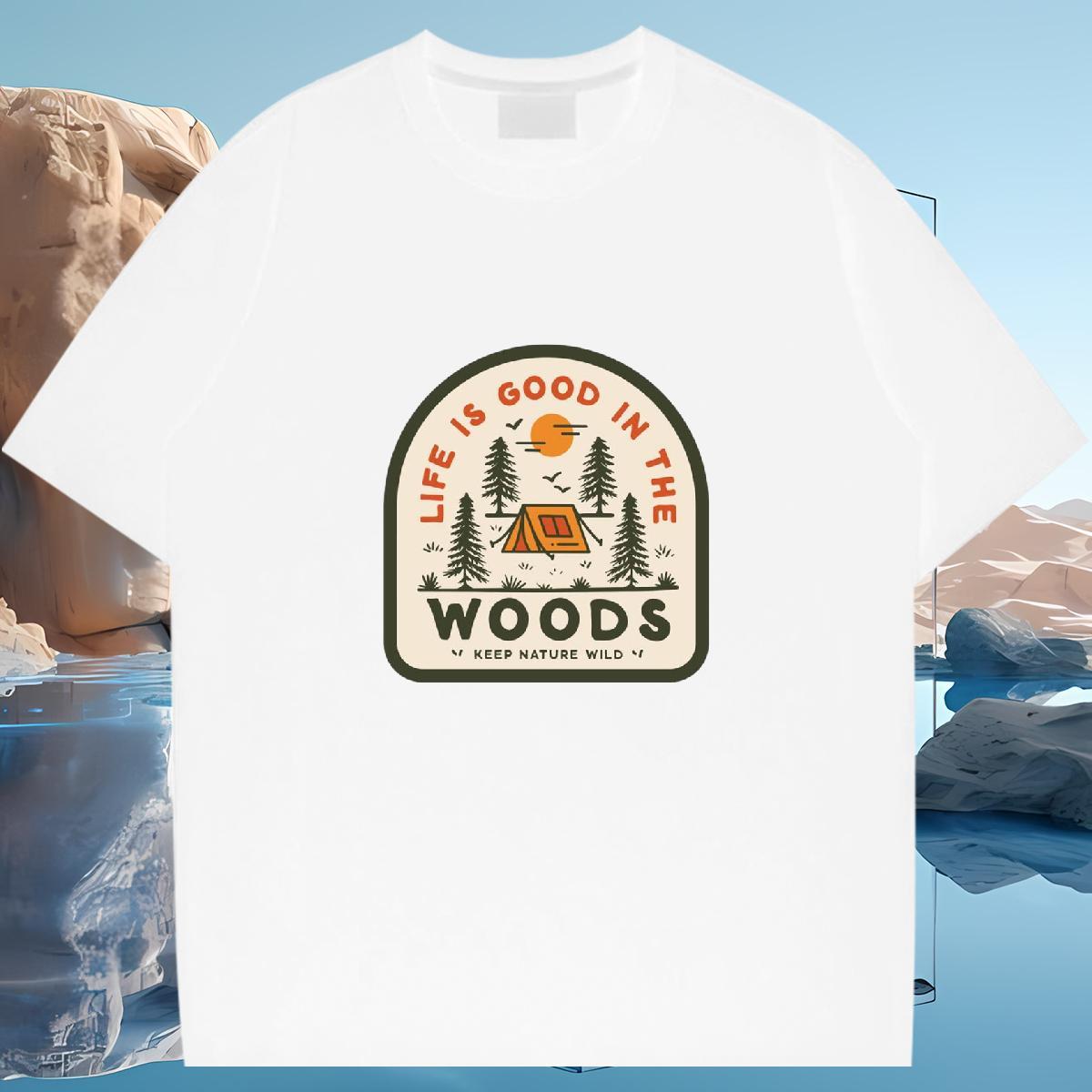 2024 T-Shirts Comfortable 230g 100% Cotton Womens Tshirts Custom Printing tree Street Wear Soft Tee Shirt